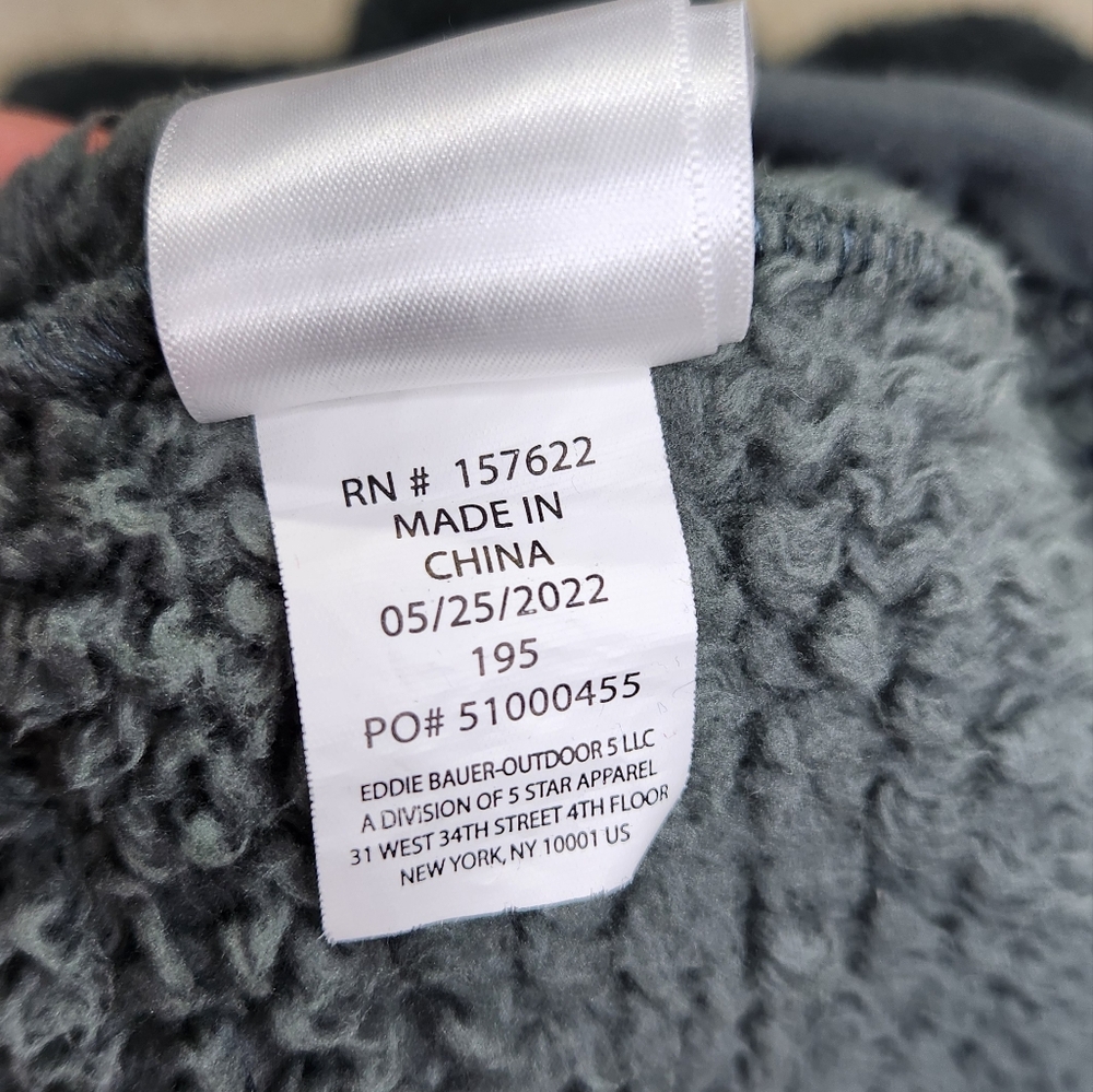 Eddie Bauer Plush Teddy Fleece Funnel Neck Pullover Sweater Sz Medium Dusty Teal - Picture 10 of 11